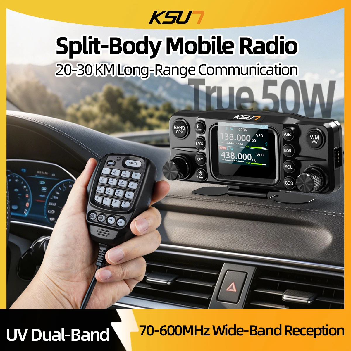 UV5800D 50W Car Transceiver Remote Head Detachable Face 2.0