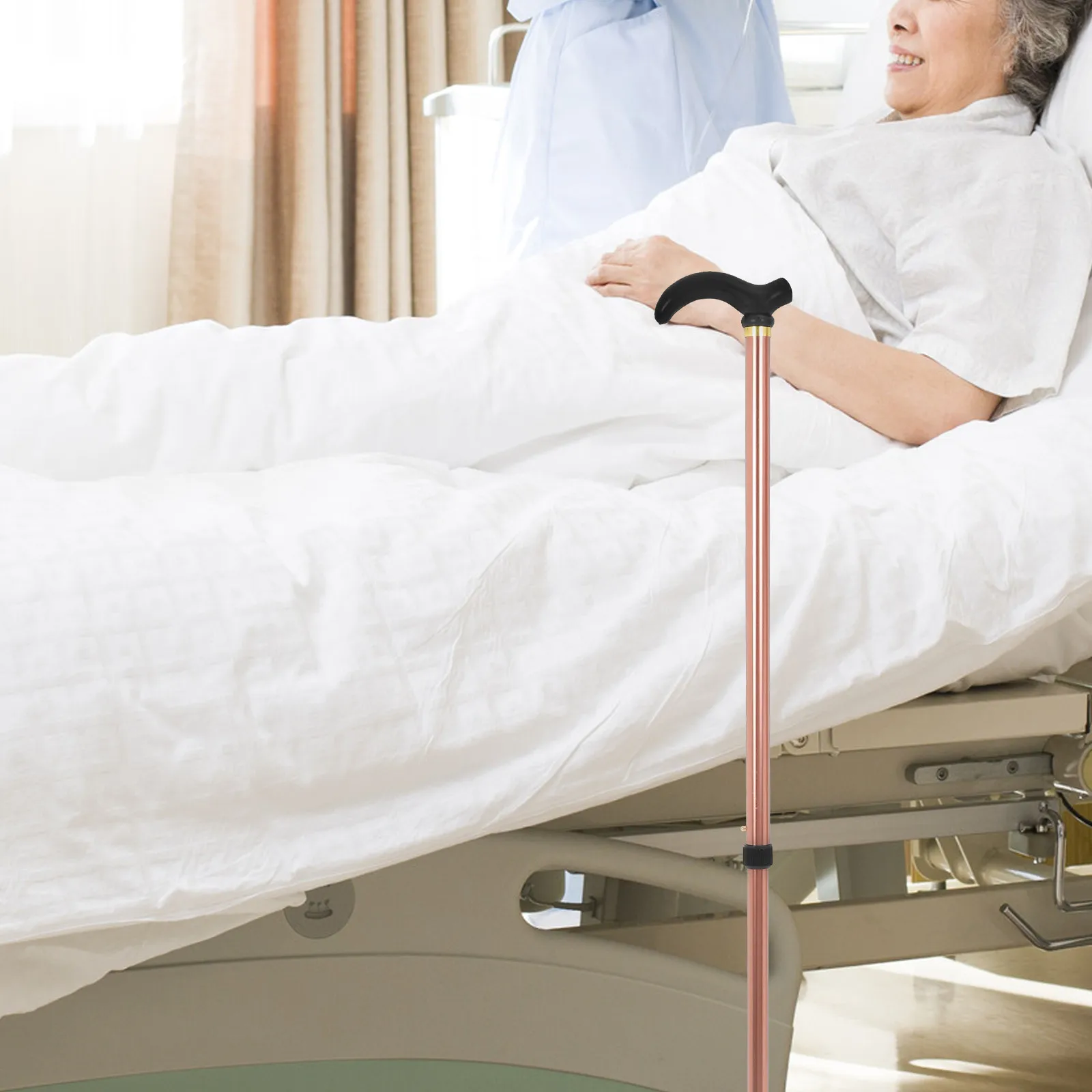 Ergonomic Adjustable Telescoping Cane Aluminum Alloy Walking Stick for Seniors Elderly Men Women Retractable Stability Support