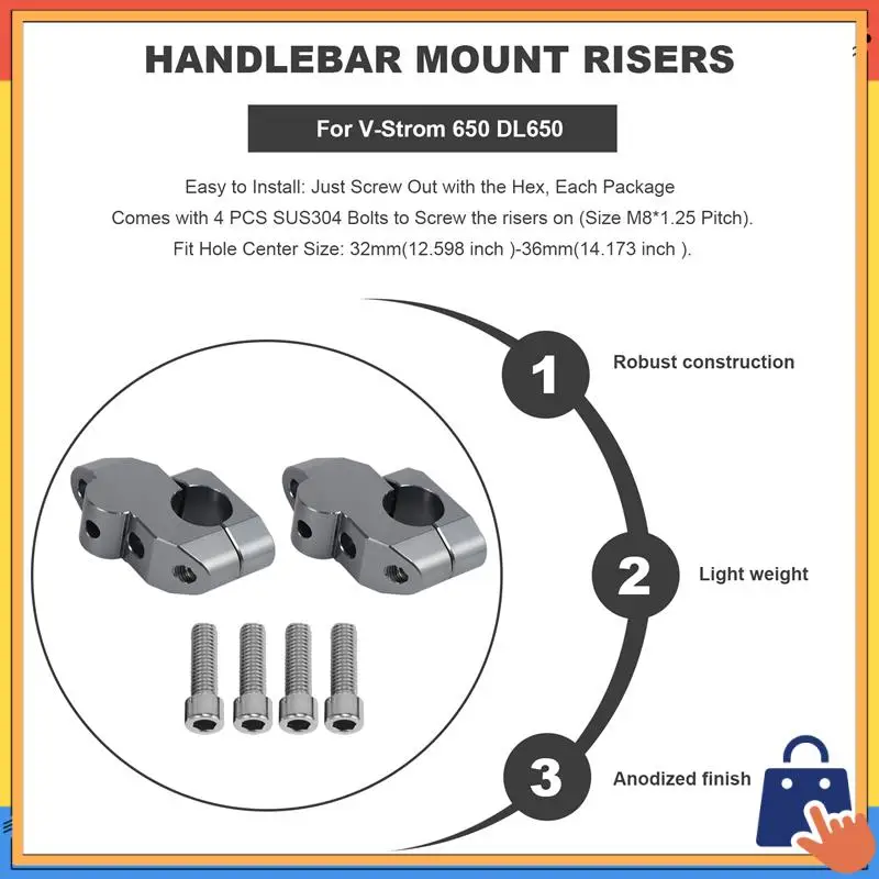 

Upgraded Handlebar Mount Risers For Suzuki V-Strom 250 650 DL650 V-Strom 1000 DL1000 2002-2019 22Mm 7/8 Inch