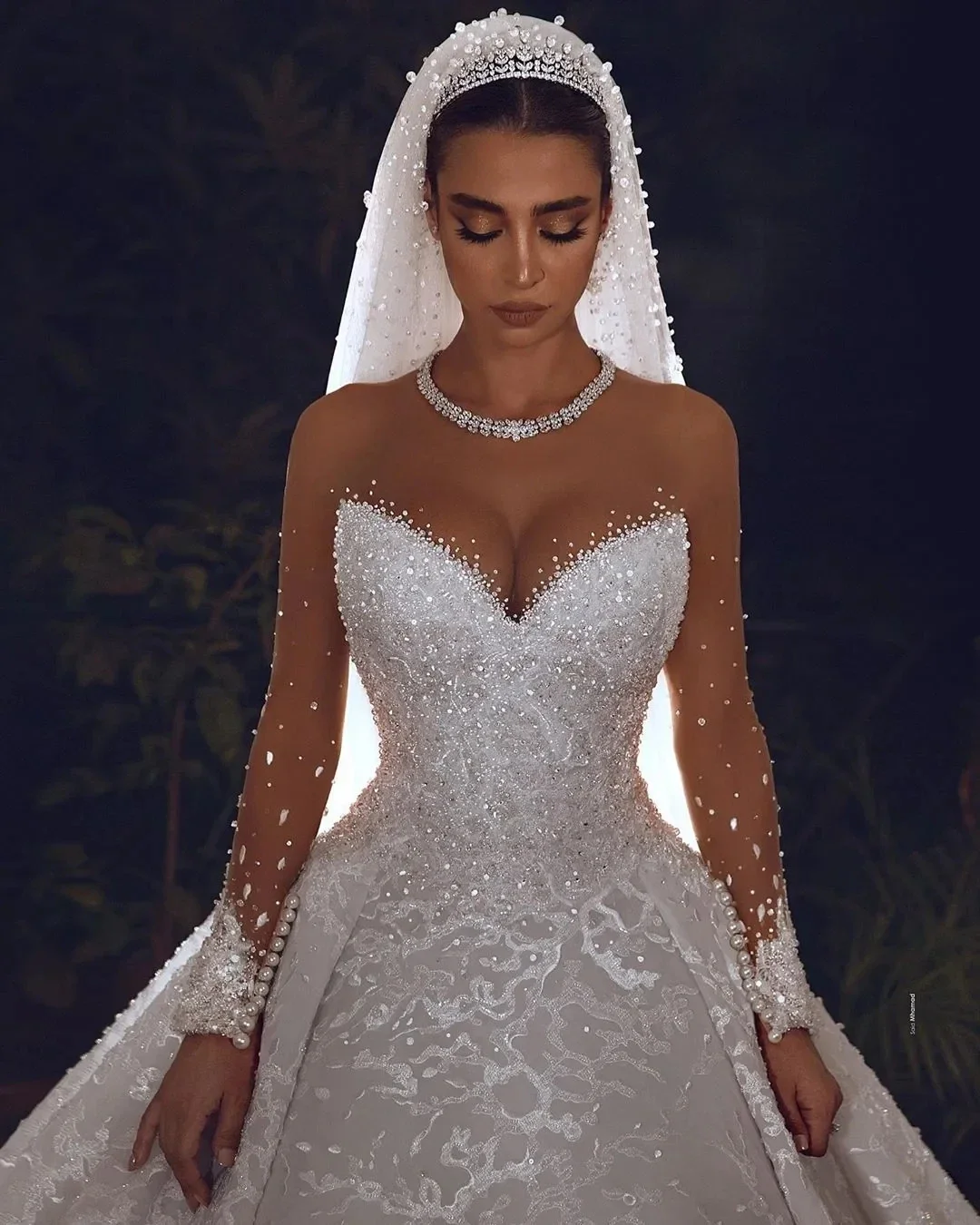 Flavinke Abiti da sposa di lusso personalizzati dell'Arabia Saudita 2025 A-line maniche lunghe in pizzo Dubai Plus Size Abiti da sposa da donna