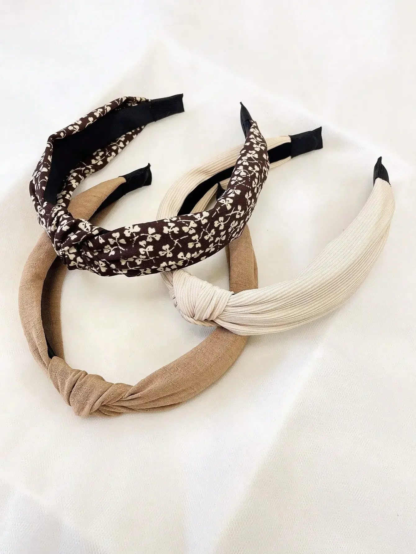 

3pcs Women Minimalist Floral Plain Fabric Headbands Daily Outdoor Hair Accessories