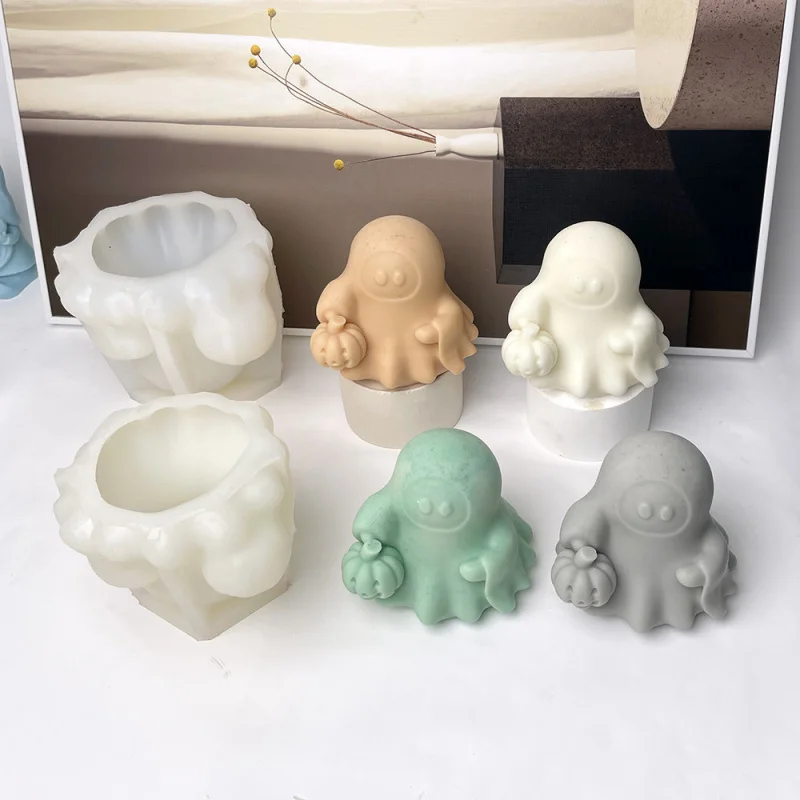 

Handheld Pumpkin Head Halloween Ghost Candle Silicone Aromatherapy Plaster MoldDIYOrnament Silicone Mold8897
