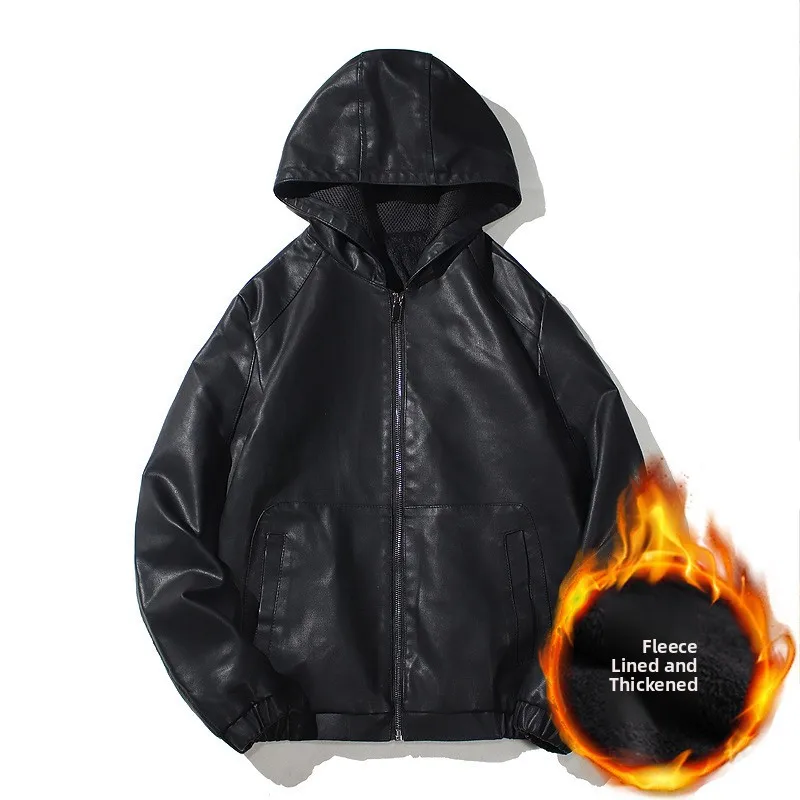plus Size Men's PU Leather Jacket Racing Motorcycle Clothes Slim Fit Outerwear Leather Coat Casual Straight Hem Design Zipper...