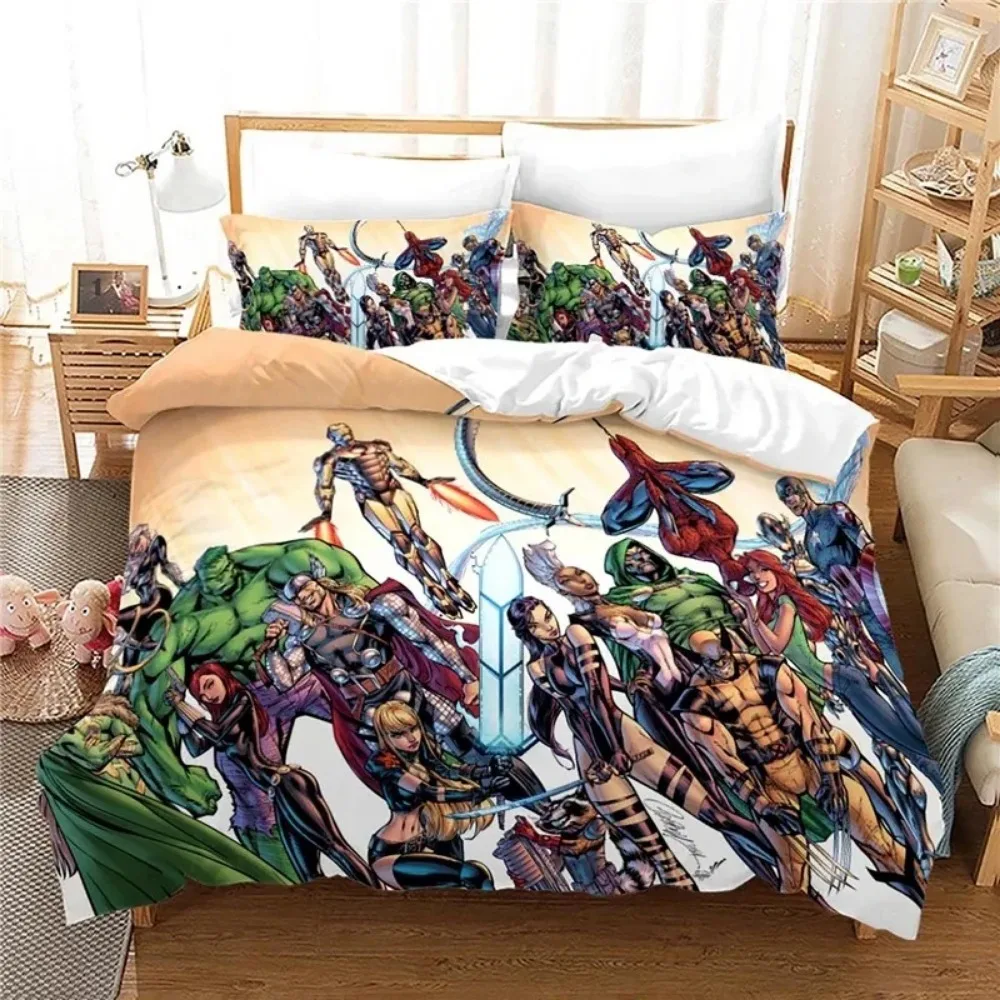 

Hulk Quilt Set Superhero Duvet Cover Pillowcase Cartoon Bedding Set 2/3pcs Home Bedroom Decoration Gifts for Boys Girls