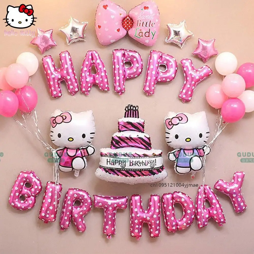 

Sanrio Cute Hello Kitty Party Balloon Decoration Set Kitty Birthday Decoration Kid Theme Decor Girl Birthday Gift Kawaii Cartoon
