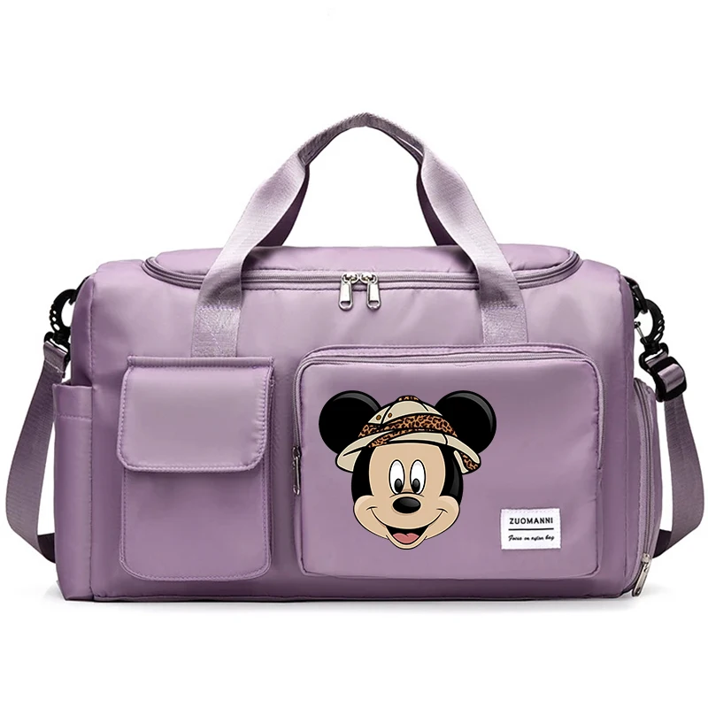 Women Disney MICKEY MOUSE Carry on Travel Bag Large Capacity Gym Weekend Duffle Bags with Shoe Compartment Sport Fitness HandBag