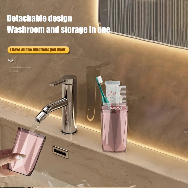 Juego de tazas de enjuague bucal de viaje, taza de cepillo de dientes eléctrico portátil, bolsa de lavado de dientes, botella de almacenamiento de champú, organizador de artículos de tocador