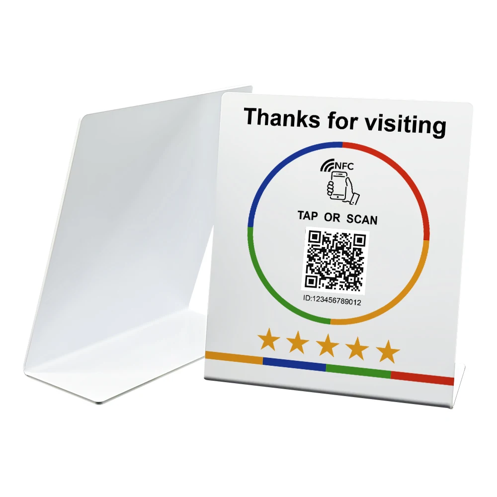 NFC Tap Review Stand Easy Setup Compatible Google Reviews Social Media Integration for Hotel restaurant QR code review nfc cards
