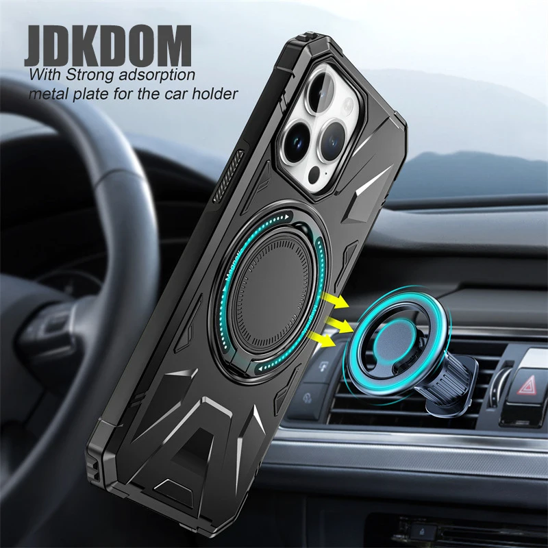 JDKDOM Shockproof Magnetic Ring Stand Case For iPhone 17 Air 16 15 14 13 12 11 Pro Max Bracket Cover For iPhone 16 15 14 Plus
