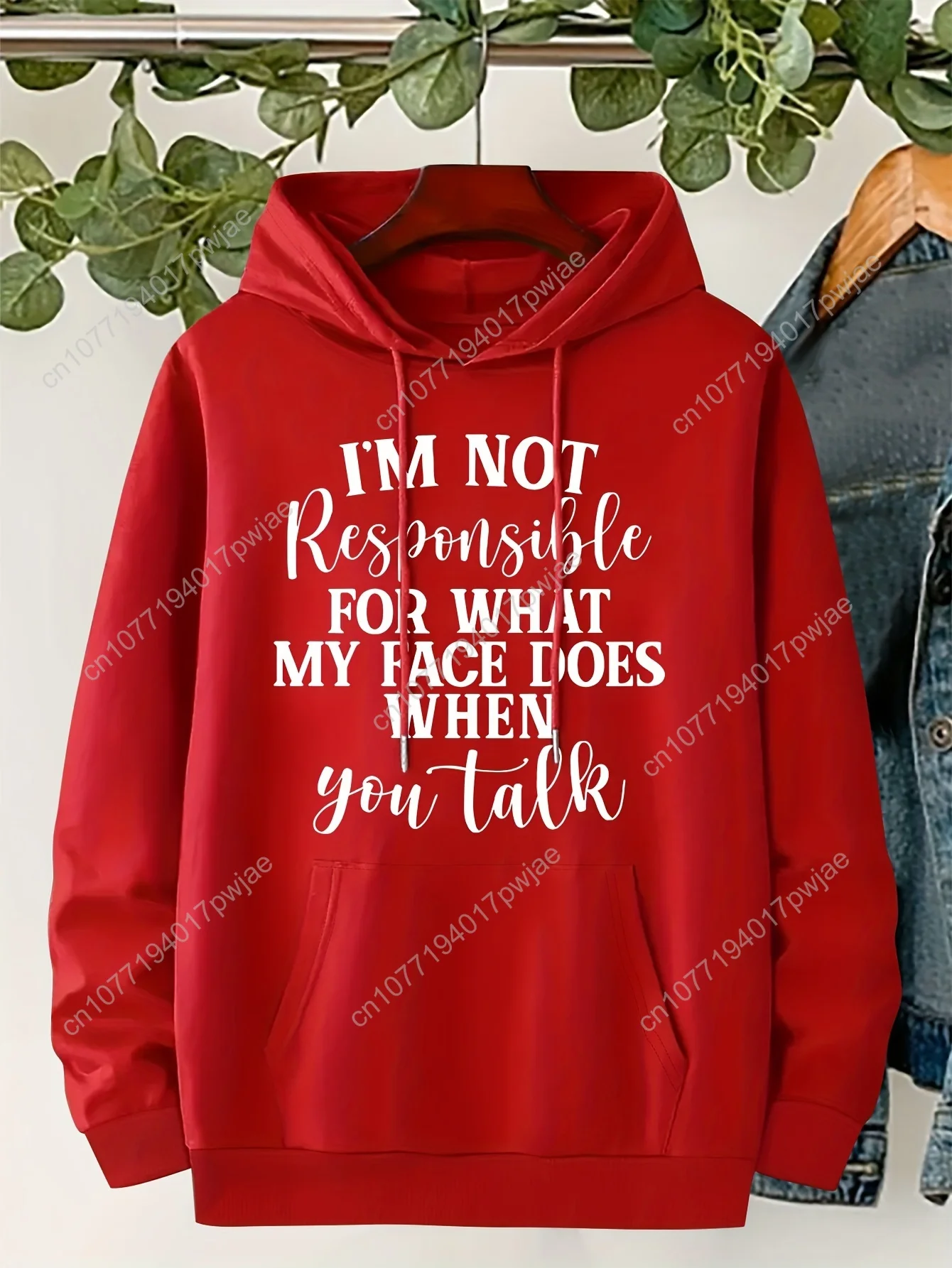 Felpa con cappuccio da donna con stampa di lettere floccate accogliente taglie forti, felpa con cappuccio pullover calda con tasca a marsupio Alfabeto/numero AZ L