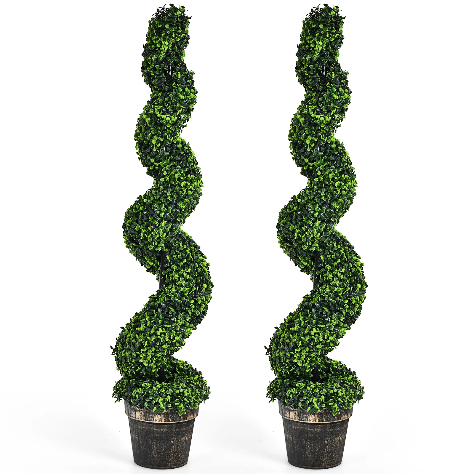 

2 Pack 4FT Artificial Spiral Boxwood Topiary Tree Indoor Outdoor Decor