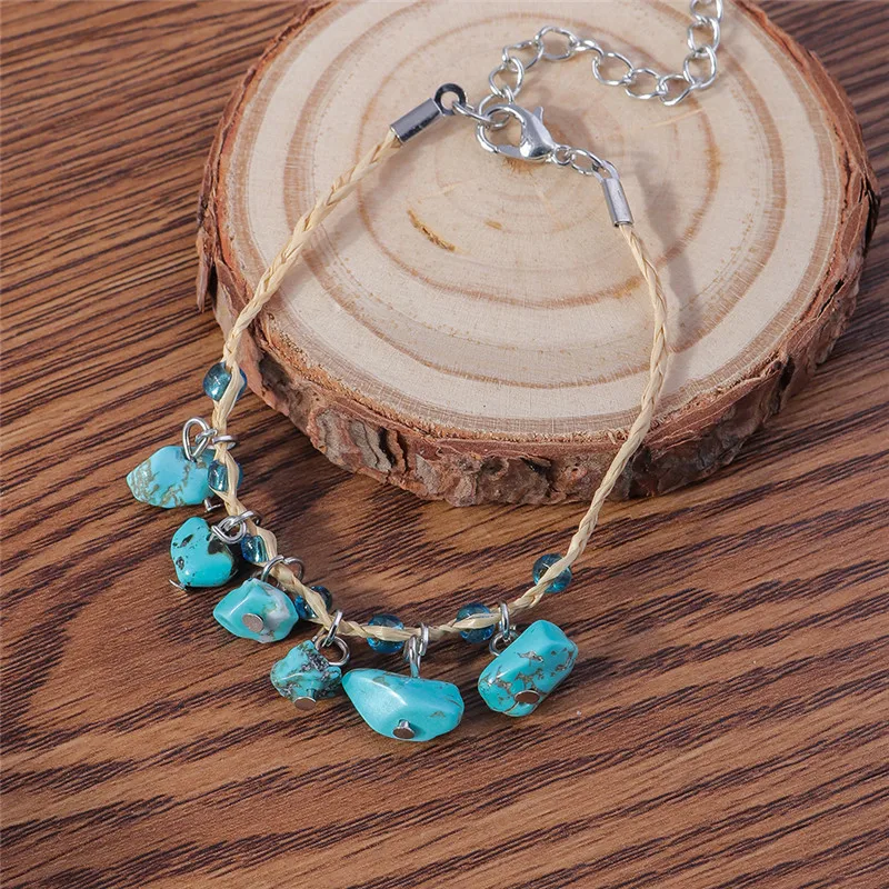 Aihua Tibetan Silber Natur Türkis Stein Perlen Armband & Armreif für Frauen Böhmen ethnische Aussage Schmuck Zubehör – Detail 19