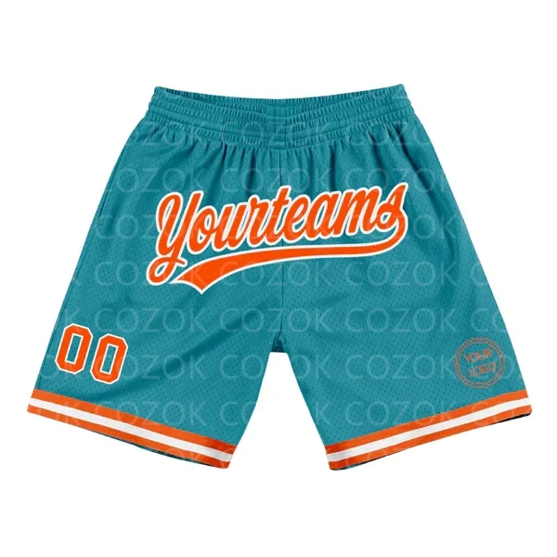 

Custom Blue green Authentic Basketball Shorts 3D Printed Men Shorts Your Name Mumber Quick Drying Beach Shorts