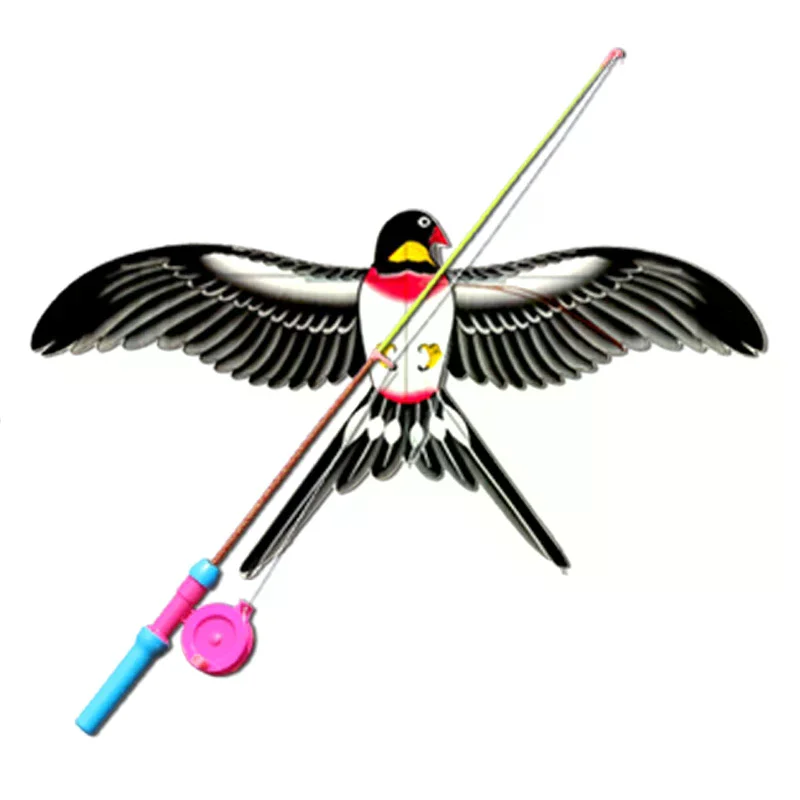 Aquilone per bambini Cartone animato pieghevole Mini giocattoli di plastica Aquilone con canna da pesca con freno a mano per bambini Giocattolo divertente all'aperto per riunioni di famiglia