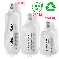 AXEN-botella de agua blanca plegable, termo suave plegable de TPU para ciclismo, correr, acampar y viajar, 500ML, 250ML, 150ML