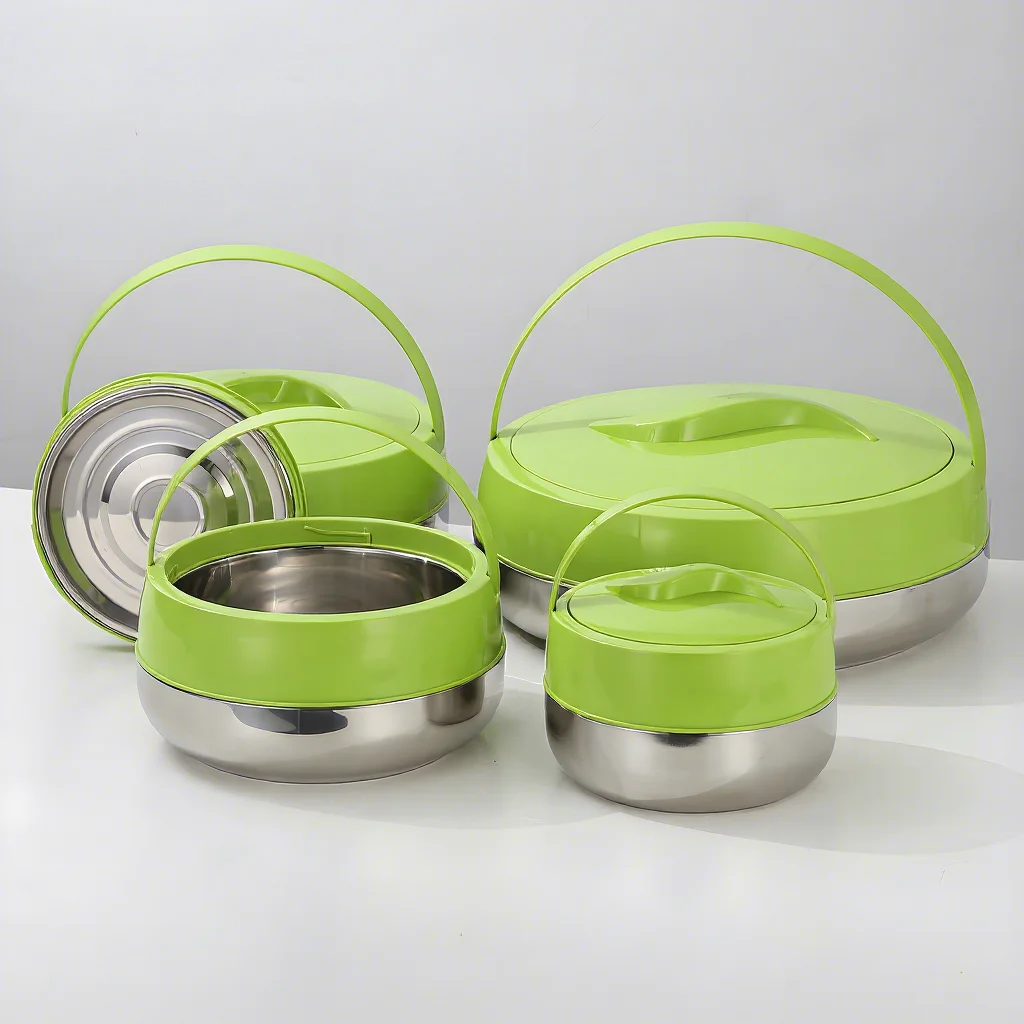 Stainless steel thermal insulation food container set 4-piece large-capacity lunch box, pear-shaped storage box