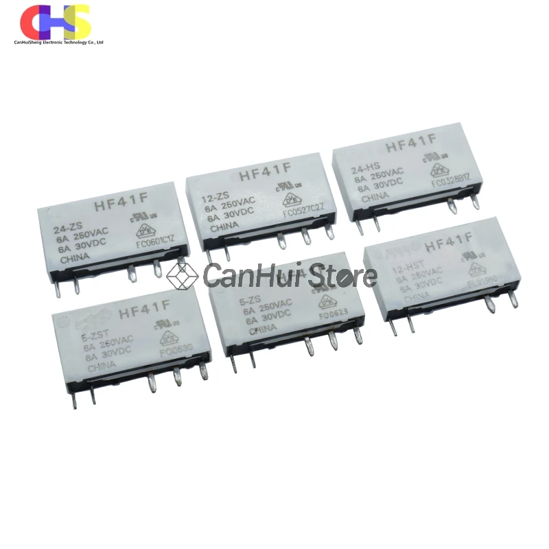 HF Relay HF41F-5-ZS 5V HF41F-12-ZS 12V HF41F-24-ZS 24V HF41F-24-HS(555) 5VAC 5Pin Power relay HF41F 41F-1Z-C2-1 HS/HST/ZS/ZST