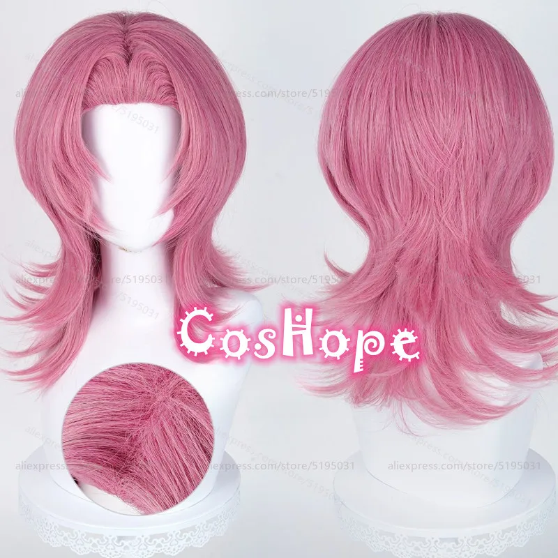 

Saja Boys Romance Cosplay Wig 48cm Short Dark Pink Wig Heat Resistant Synthetic Wigs for Halloween Carnival Costume