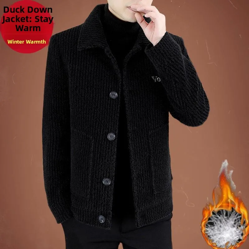 

Bla Gold Men's down Jaet Autumn Winter New Woolen Coat White Du down Thiened ort Sle Modern Sle Inner Padded