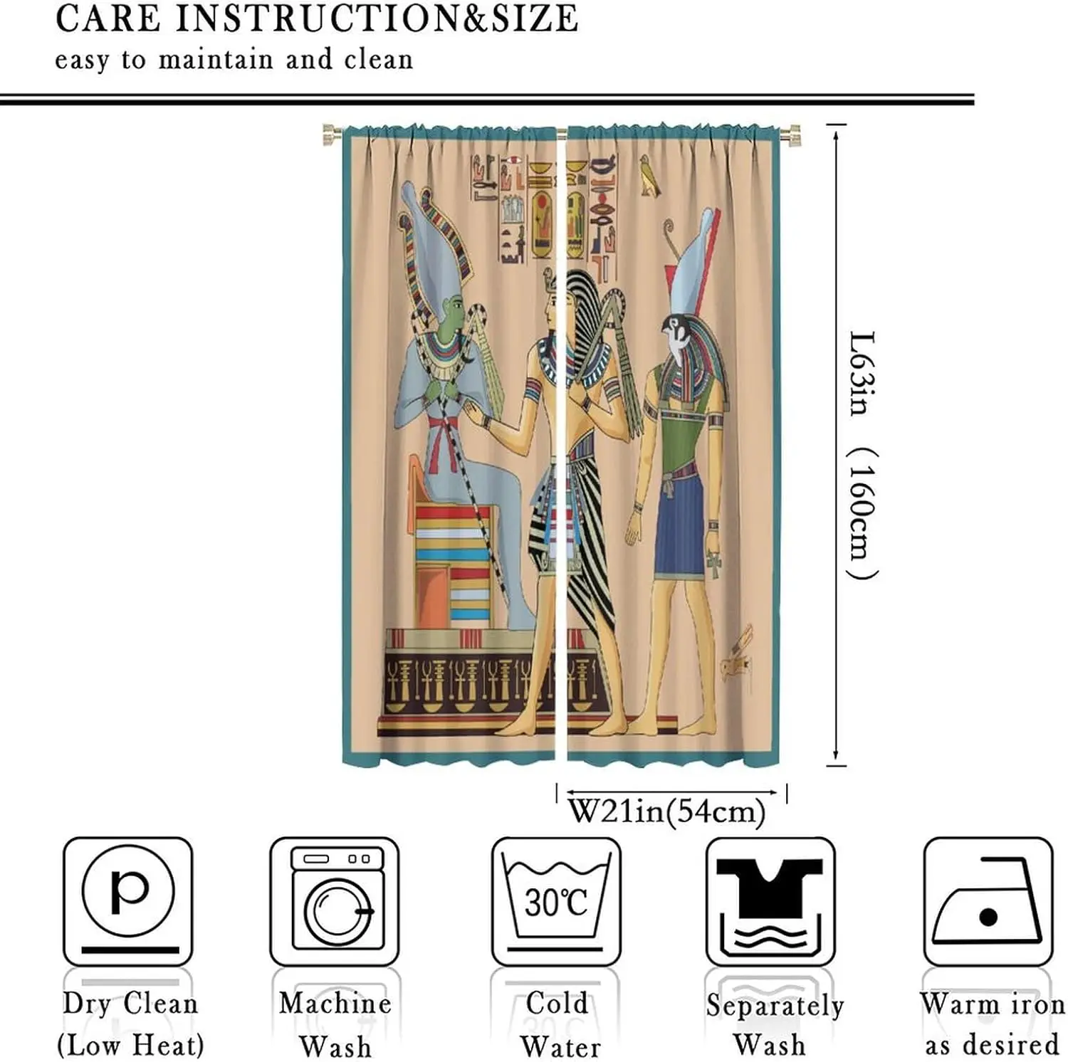 Ancient Egypt Curtains Egyptian Civilization Pharaoh King Hieroglyphic Vintage Old Culture Pattern Blackout Print Rod Pocket