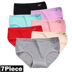 7Pcs/Lot Cotton Panties for Women Underwear Girls' Briefs Sexy Lingerie Cute Solid Color Shorts Comfort Underpant Woman Intimate