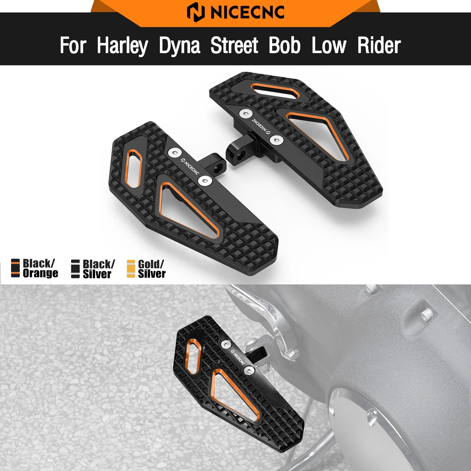 

For Harley Dyna Street Bob FXDB 2006-2017 Rider Footpegs Footrest Super Glide FXD Low Rider FXDL Fat Bob FXDF Daytona FXDB-D