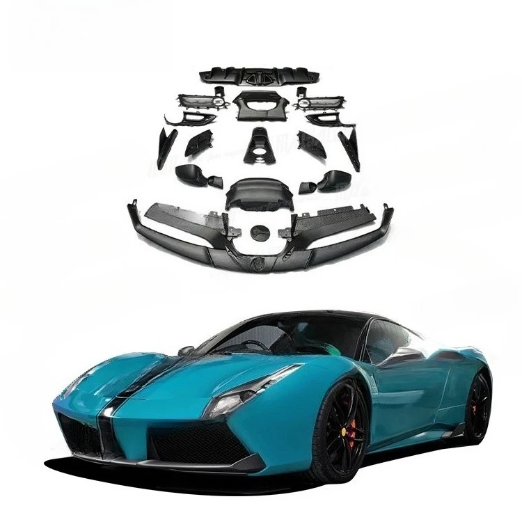 Carbon Fiber C Style Body Kit for Ferrari 488 Upgrade Capristo Front Lip Rear Diffuser