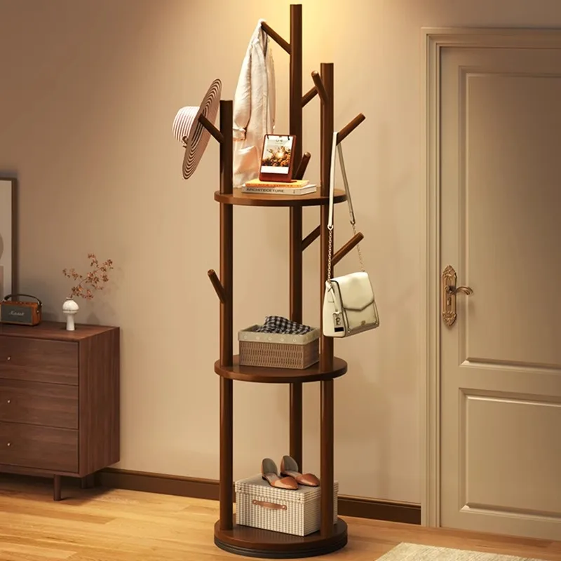 

Solid wood rotating coat floor hanger bedroom household rack vertical living room clothes rack