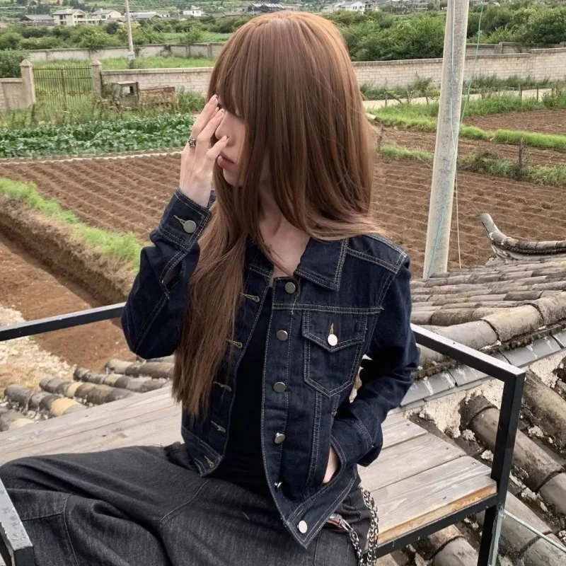 Autumn New American Retro Deconstruction Texture Denim Jacket Loose Silhouette Slim Fit Versatile and Thin Jacket Women's Top
