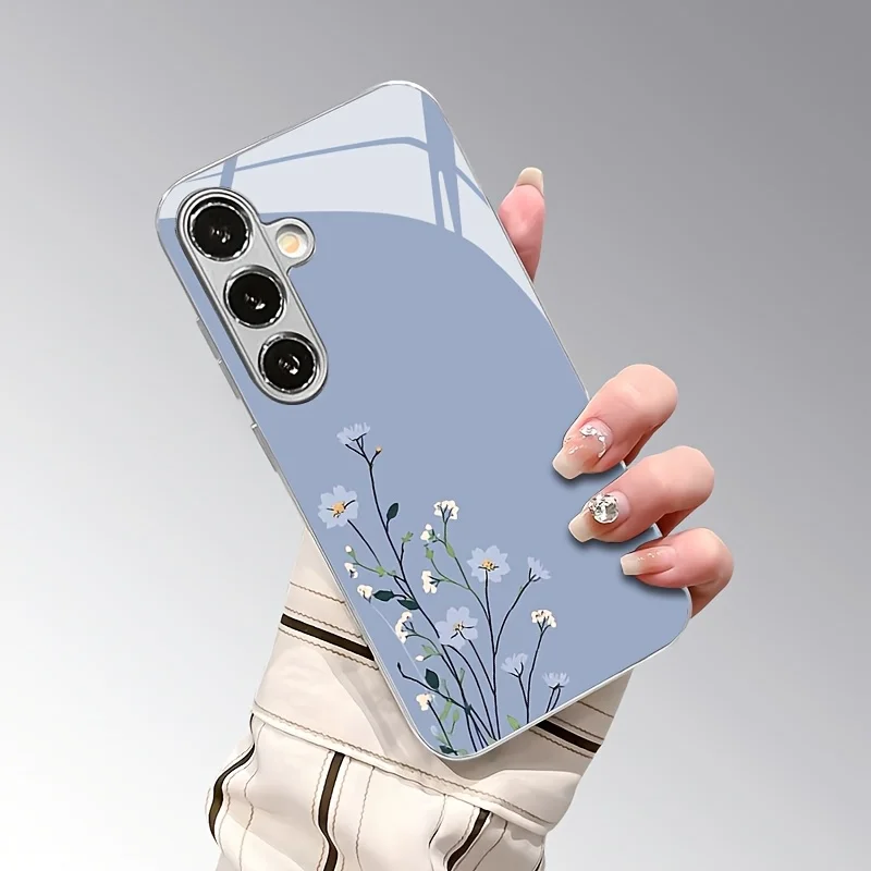 

Blue and White Floral Electroplated Silver Phone Case for Samsung Galaxy S26/S25/S24/S23 Ultra /S22 Ultra/S20 Ultra