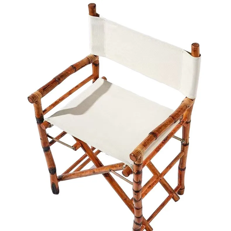 Por Outdoor  Folding Director  Back  Vintage Bamboo Weaving Household Vintage Rattan Outdoor