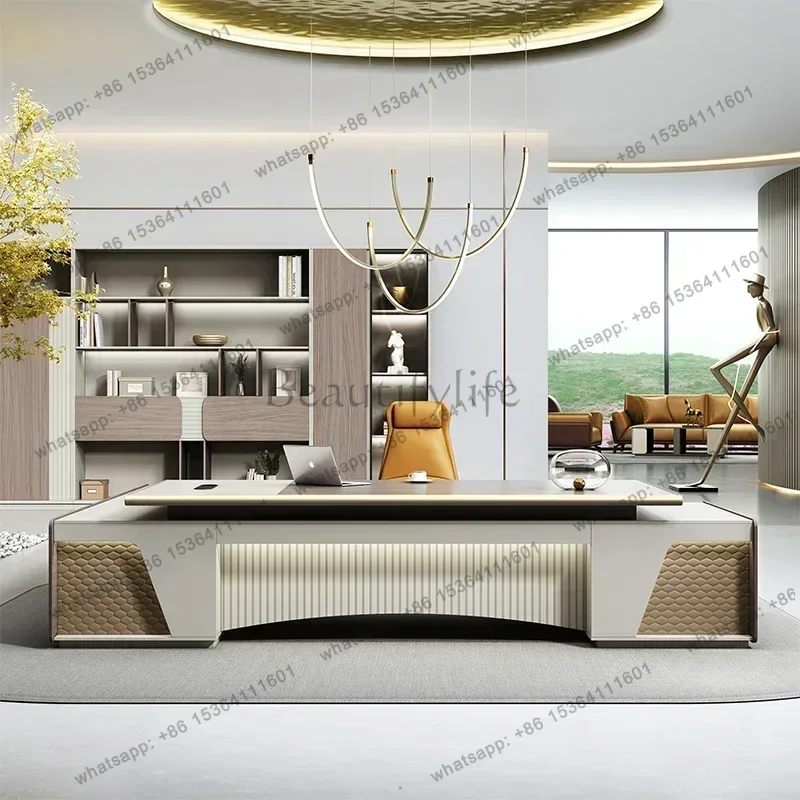 LJY Computer Desk Tables Room Desks Gaming Table Filing Cabinets Dresser Luxury Simple Modern Light President Boss Table Office