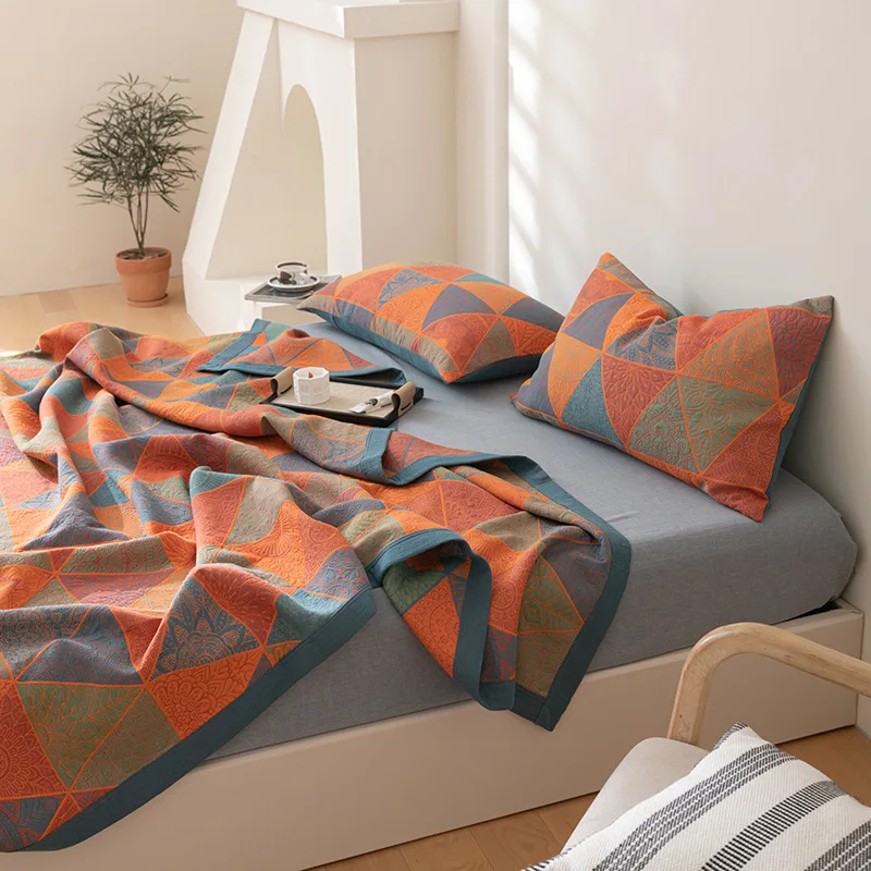 100% Cotton 3-Layer Muslin Blanket, Multipurpose Lightweight & Breathable Couch Throw, Bed Coverlet