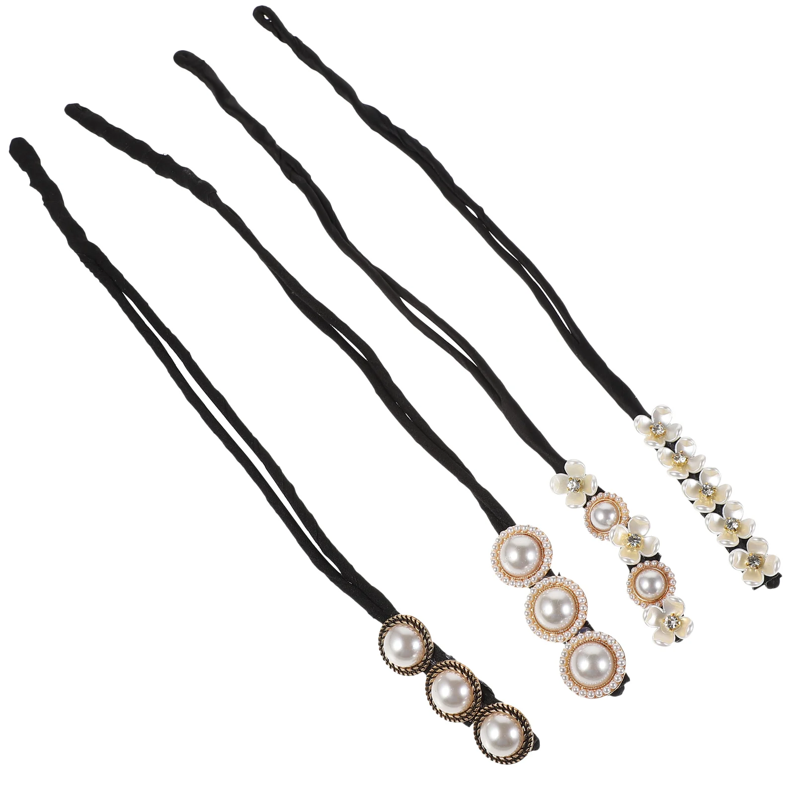 

4 Pcs Hair Bun Maker Styling Tools Vintage Donut Holder Alloy Plastic Sponge Former Hairstyles Women Girls Ladies Hair Care