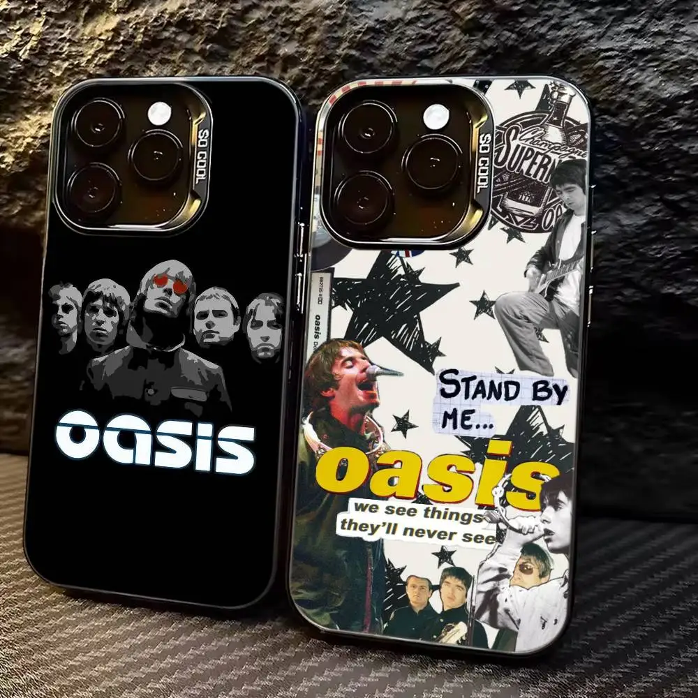 

Band O-Oasis Fashion Phone Case For iPhone 17,16,15,14,13,12,11 Plus,Pro Max,XS,Colored Silver Plated Inside Cover