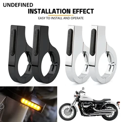 28mm-58mm Motorcycle Front Fork Tube LED Daytime Running Turn Signal Light Aluminum For Harley Honda Yamaha Suzuki Cafe Racer