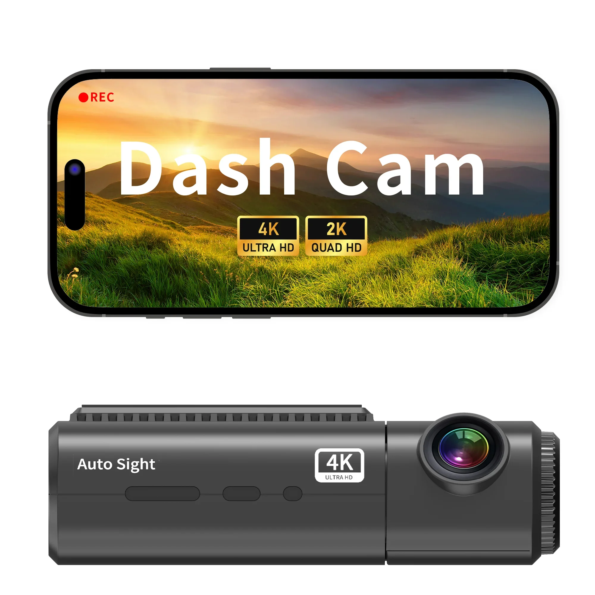 

4K Car Black Box Auto Sight Front and Rear Dual lens Car Recorder 2K Dash Camera Cars Reverse Dashcam for Enhanced Road Safety