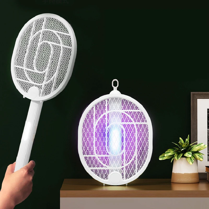 USB Foldable Electric Mosquito Killer Fly Swatter Trap Three-in-one Multifunctional Wall-Mounted Mosquito Repellent Lamp Zapper