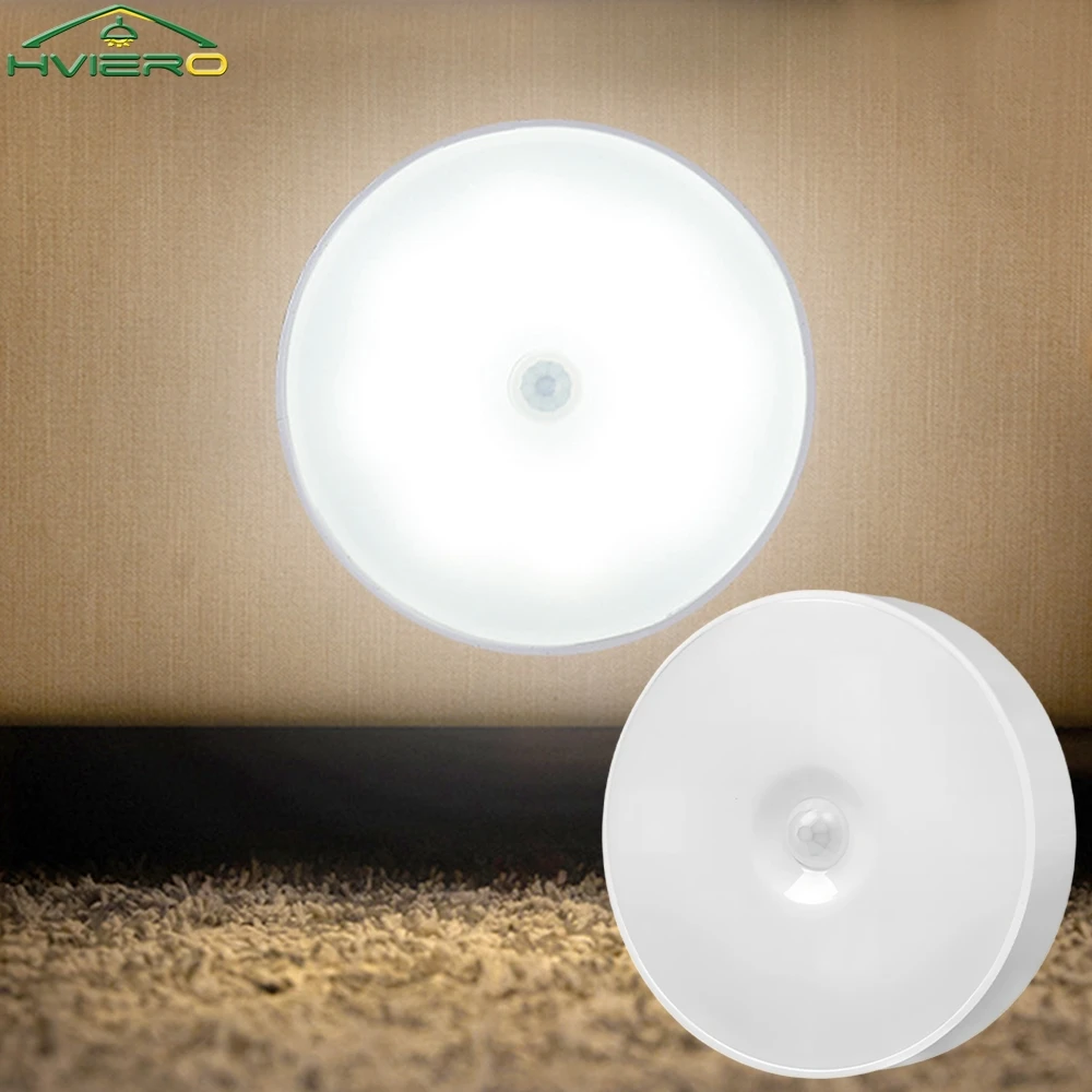 

Wireless Motion Sensor Night Light Bedroom 8LED Detector Wall Decoration Round Lamp Staircase Closet Room Bedside Wardrobe Bulbs