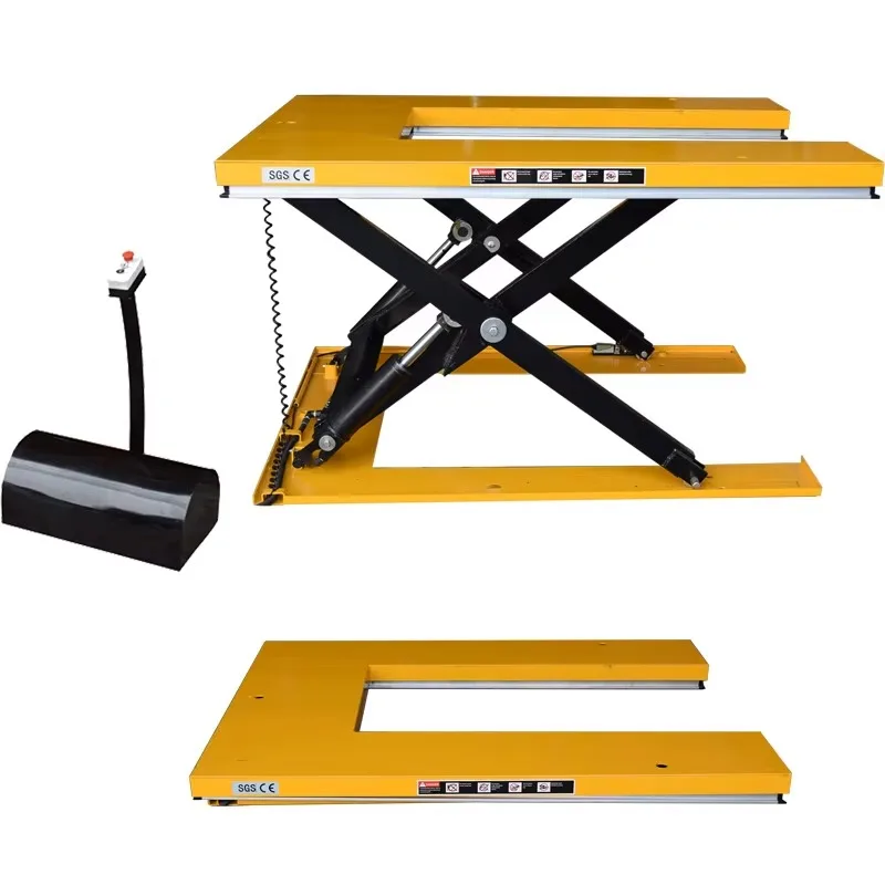 U Shaped Mobile Electric Hydraulic Lift Platform 1T 1.5T Scissor Structure Foldable Hand Trolley For Indoor Goods Lifting Work