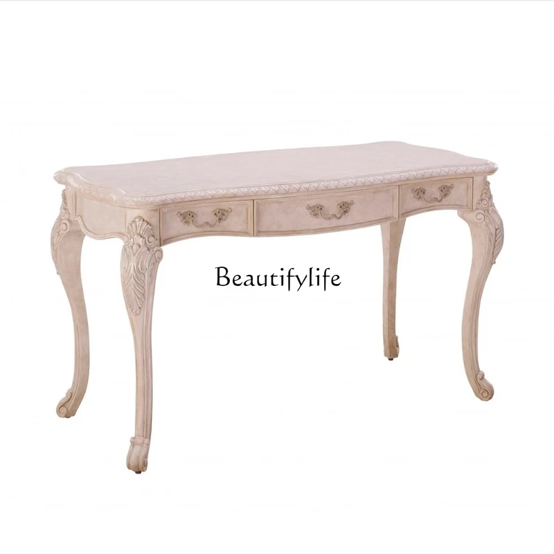

*American art dresser solid wood carving flower storage retro old makeup table