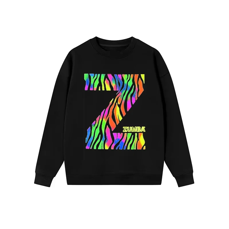 ZW ZIN CON 2024 Women's Fashion Casual Display Dancing Fitness Yoga Sports Cotton Printed Group Dance Suit Garden Collar Sweater