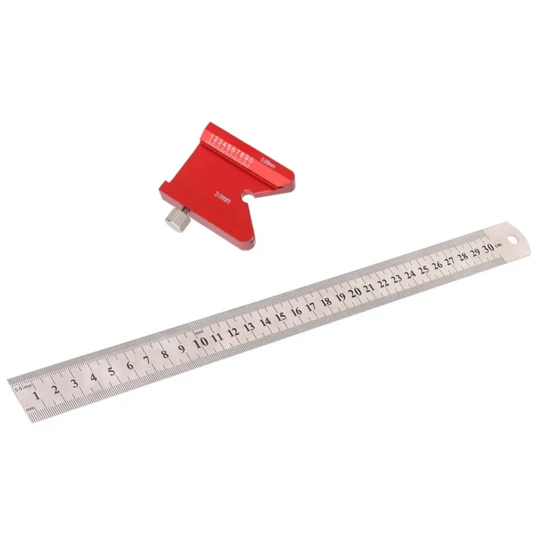 outil-de-tracage-pour-le-travail-du-bois-regle-d'angle-45-90-degres-regle-de-mesure-metallique-300-mm-avec-reglage-par-ecrou-et-butee