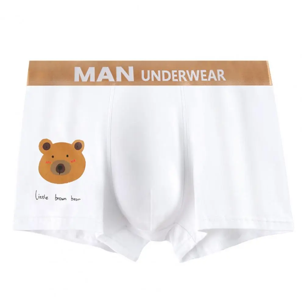 Men Cartoon Bear Pattern Underwear Soft Breathable Men's Boxers with Cartoon Bear Print Quick Dry Moisture-wicking for Mid