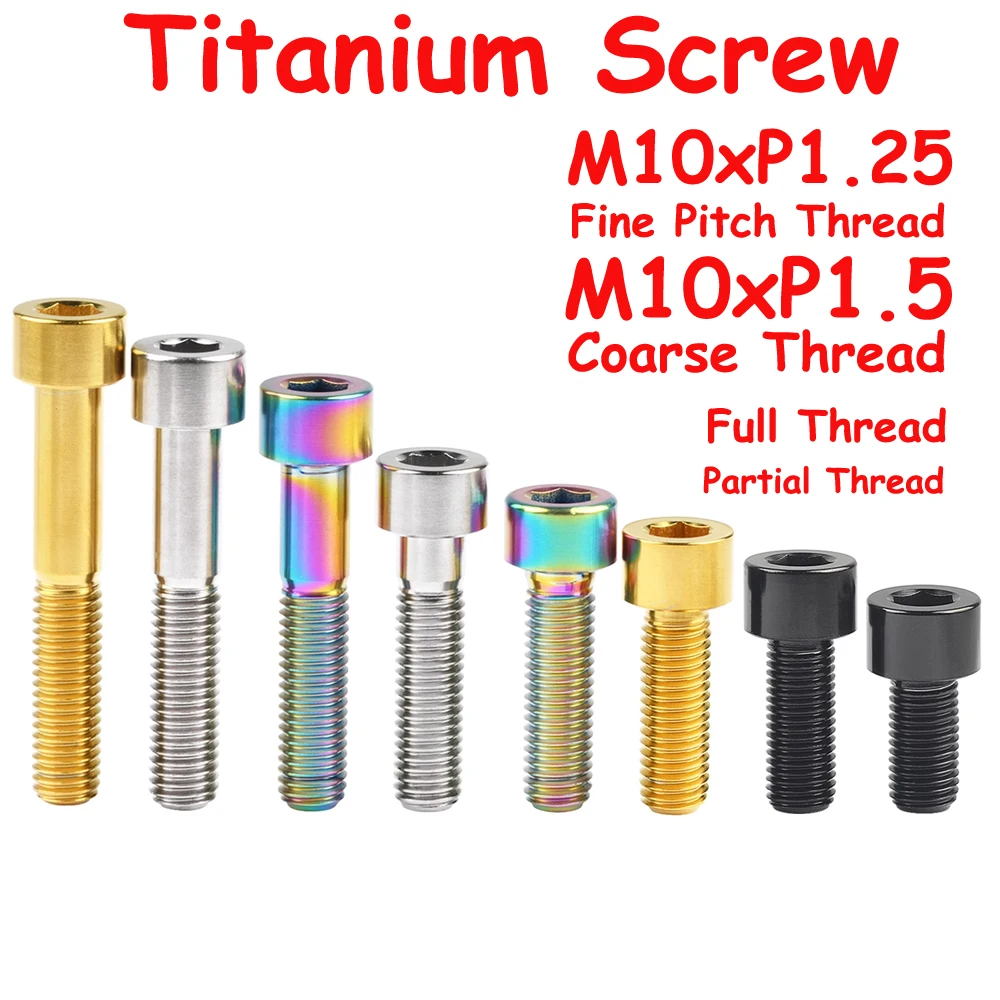 

M10xP1.25/P1.5 DIN912 Titanium Hex Socket Cap Head Screw Allen Key Coarse & Fine Thread Rc Accessories Motor & Bicycle Parts