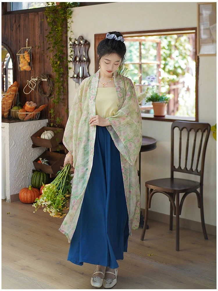 الرجعية النمط الصيني فستان هانفو المرأة الآسيوية التقليدية تنورة التقليدية تنورة طويلة كيمونو Kawaii الفتيات تنورة الحفلات مجموعة زي #2