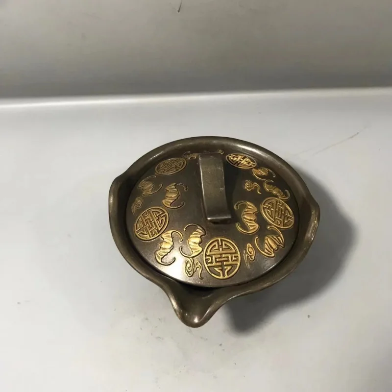 

Vintage Copper Gilt Gold Five Fu Holding Longevity Pot Tea Cup Tea Cup Antique Antique Miscellaneous Collection Ornaments