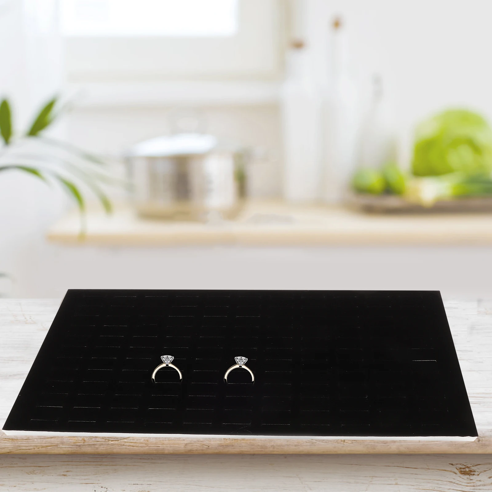 

Ring Tray Jewelry Insert Velvet Trays Earring Sponge Black Display Pad Lightweight Storage Showing Accessories