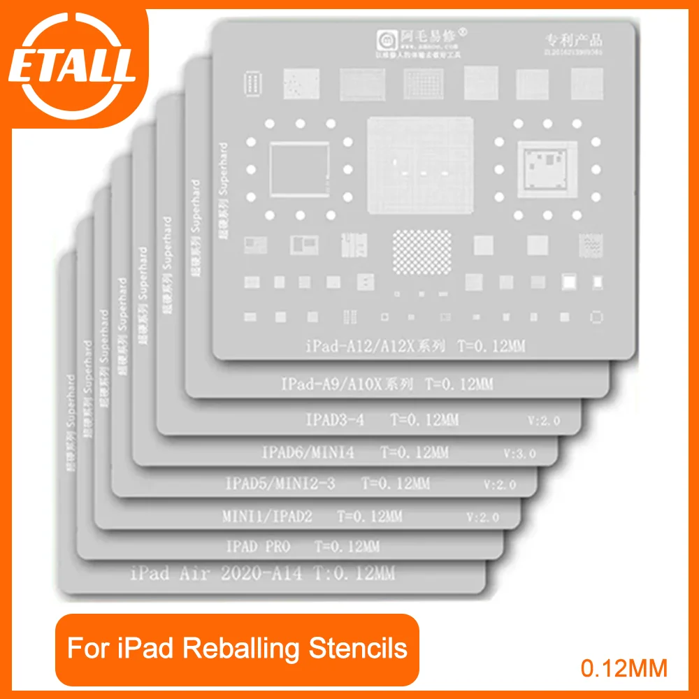 Amaoe BGA Stencil for iPad Air 2020 /Pro/Mini 4/2 3 4 5 6/A9/A10X/A12/A12X Square Hole Tin Reballing Template