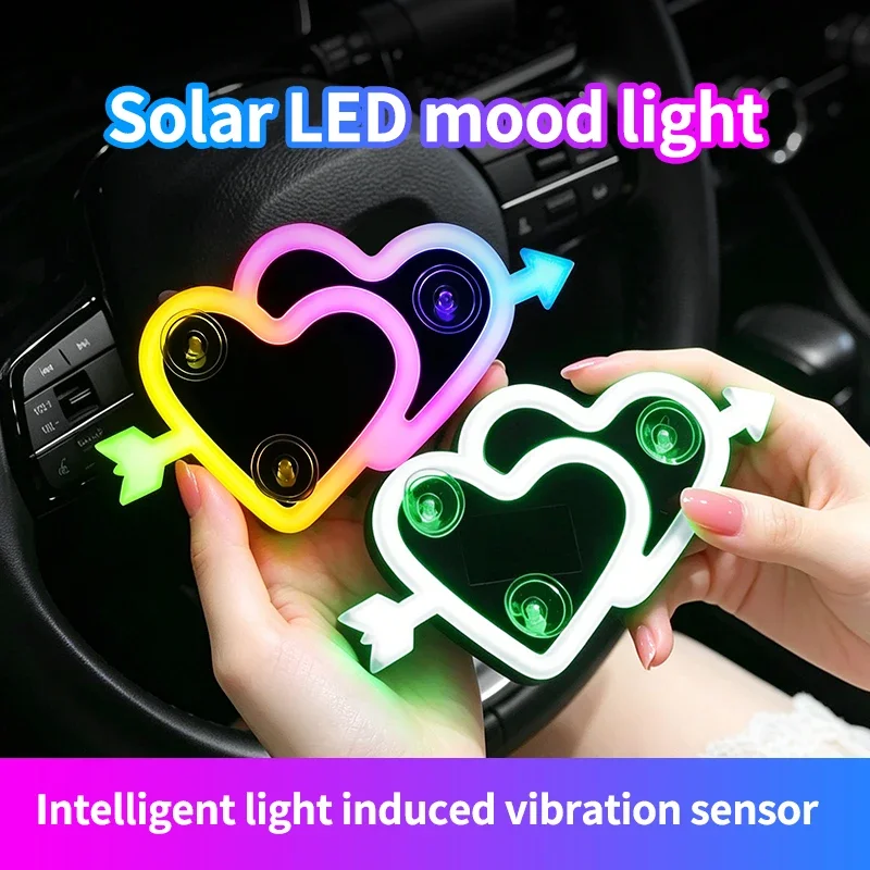 

Car Solar Triangle Window Heart-Shaped Light Emitting Heart-Shaped Atmosphere Light Interior Wiring Free Led Atmosphere Light